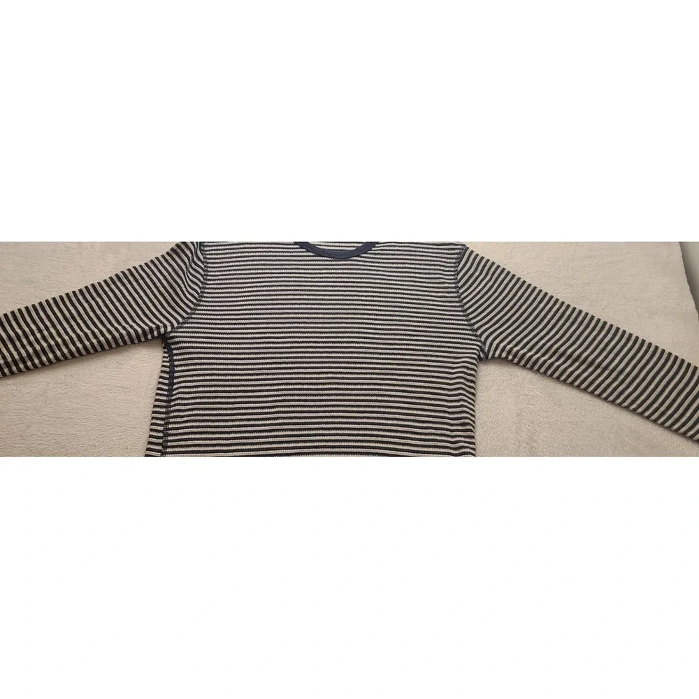 Polo Ralph Lauren Men's Large Blue White Striped Waffle Knit‎ Thermal Shirt L/S
